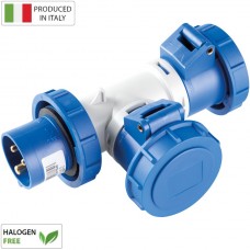 Αντάπτορ Βιομηχανικό Φις Αρσενικό 16A 3P 230V σε 2 Φις Θηλυκό 3P 16A IP67 EC690712